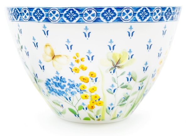 Porcelánová miska Nordic Blue Meadow, 600 ml – s motivem květin a motýlka