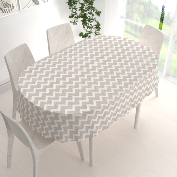 Biante Dekorační oválný ubrus Porto PRT-006 Režný cik-cak 100x160 cm