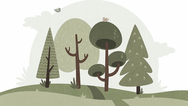 Fototapeta Kresba stromů a trávy, Přírodní fototapety, Populární fototapety, t00716 - Tapeko.co.cz