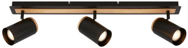 BRILONER Duta stropní bodové svítidlo - GU10 patice, max. 10W, nastavitelné, černá/dřevo, 3-ramenné 2359035