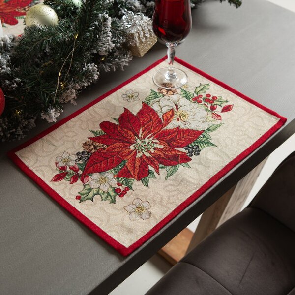 Gobelínové vánoční prostírání s motivem Poinsettia 35x45 cm