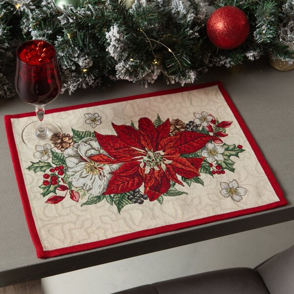 Gobelínové vánoční prostírání s motivem Poinsettia 35x45 cm