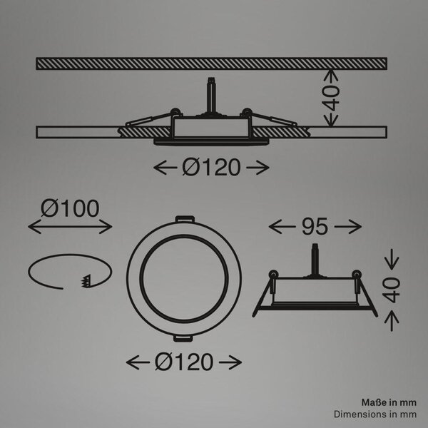 BRILONER Fungo vestavné bodové svítidlo 100mm 3ks sada - 7W, 700lm, LED, stmívatelné, IP65, bílé 3945036