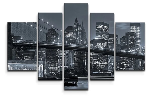 Sablio Obraz - 5-dílný Noční New York 2 - 125x90 cm
