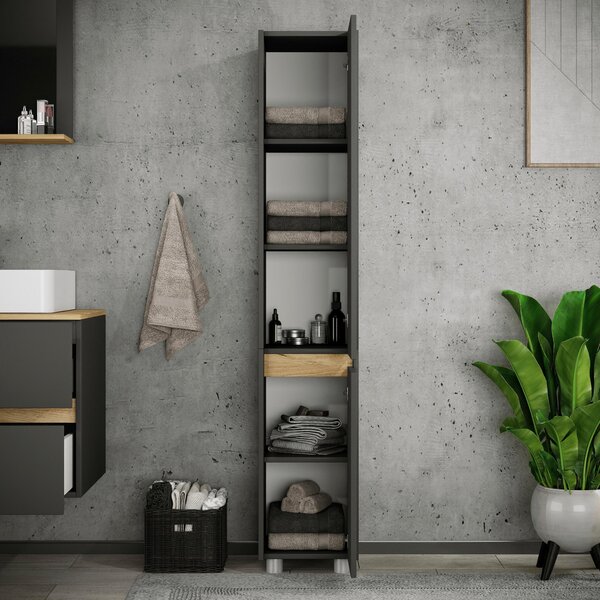 VYSOKÁ SKŘÍŇ, antracitová, 30/165/33 cm MID.YOU - Koupelnové skříňky vysoké, Online Only