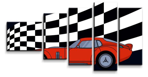Sablio Obraz - 5-dílný Závodní auto - 100x60 cm