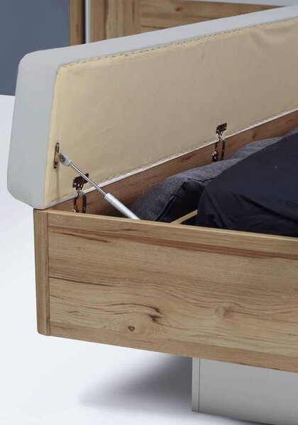 POSTEL S NOČNÍMI STOLKY, 180/200 cm, šedá, dub artisan Ti'me - Postele s nočními stolky