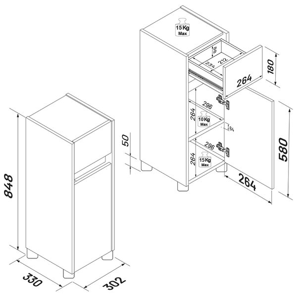 MIDI SKŘÍŇKA, antracitová, medový dub, 30/85/33 cm MID.YOU - Koupelnové série, Online Only