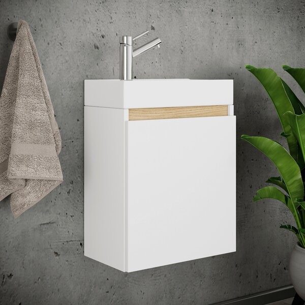 KOUPELNA PRO HOSTY, bílá, medový dub, 41 cm MID.YOU - Koupelnové série, Online Only
