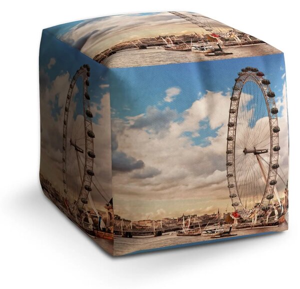 Sablio Taburet Cube London eye - 40x40x40 cm