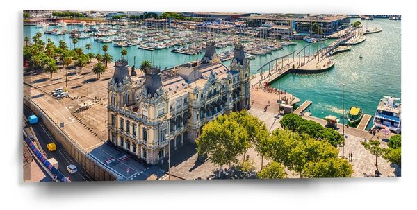 Sablio Obraz Barcelona Přístav - 110x50 cm
