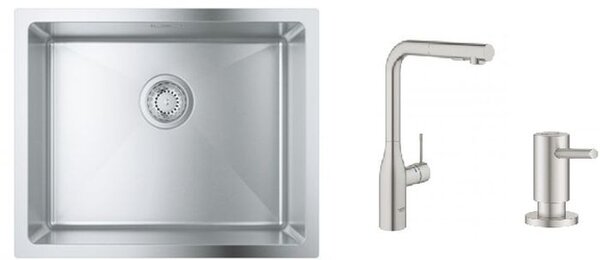 Sada kuchyňská baterie Grohe Essence 30270DC0, ocelový dřez Grohe K700 31574SD1, 40535DC0