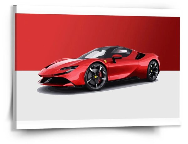 Sablio Obraz Ferrari na červenobílé - 150x110 cm