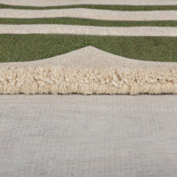 Ručně tkaný vlněný běhoun v zeleno-přírodní barvě 80x230 cm Lois Scallop – Flair Rugs