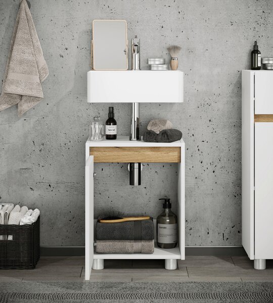 SKŘÍŇKA POD UMYVADLO, bílá, medový dub, bílá, 42/55/33 cm MID.YOU - Koupelnové série, Online Only