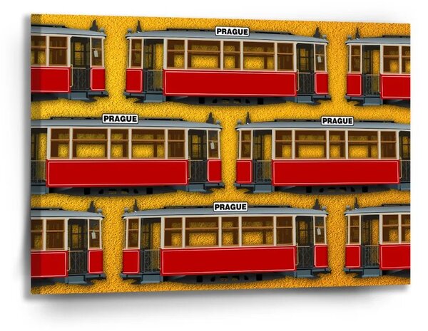 Sablio Obraz Pražské historické tramvaje Žlutý Pattern - 90x60 cm