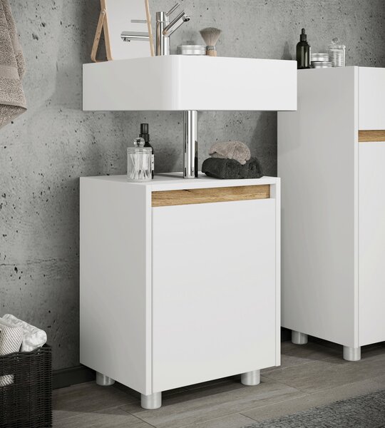 SKŘÍŇKA POD UMYVADLO, bílá, medový dub, bílá, 42/55/33 cm MID.YOU - Koupelnové série, Online Only