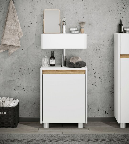 SKŘÍŇKA POD UMYVADLO, bílá, medový dub, bílá, 42/55/33 cm MID.YOU - Koupelnové série, Online Only