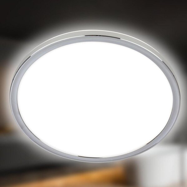 BRILONER Pulap stropní svítidlo pr.42 cm - 22W, 3000lm, LED, přímé a nepřímé osvětlení, IP54, neutrální bílá, chrom 3873018