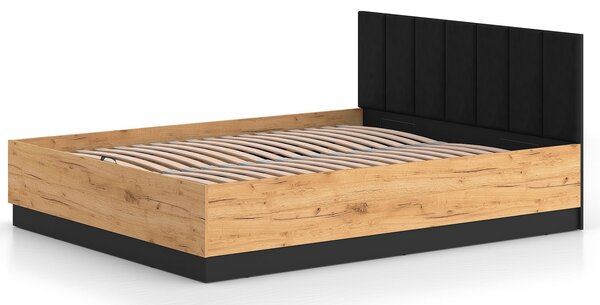 Manželská postel 160x200 MING s úložným prostorem - dub craft zlatý / černá