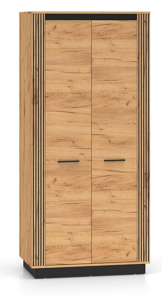 Dvoudvéřová šatní skříň 92 cm MING - dub craft zlatý / černá
