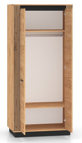 Dvoudvéřová šatní skříň 92 cm MING - dub craft zlatý / černá
