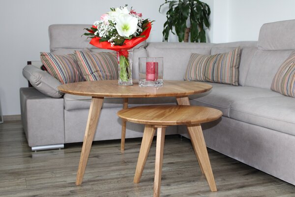 Massivo.cz Set konferenčních stolků Orbetello, 90 a 50 cm, Dub, masiv