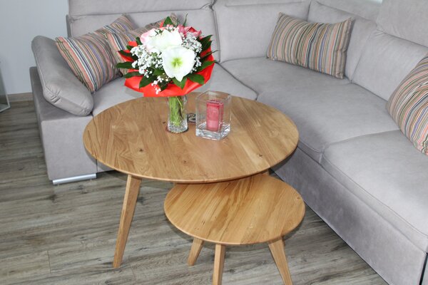 Massivo.cz Set konferenčních stolků Orbetello, 90 a 50 cm, Dub, masiv