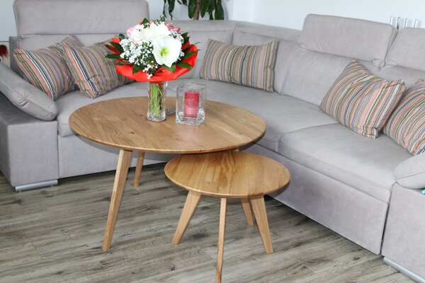 Massivo.cz Set konferenčních stolků Orbetello, 90 a 50 cm, Dub, masiv