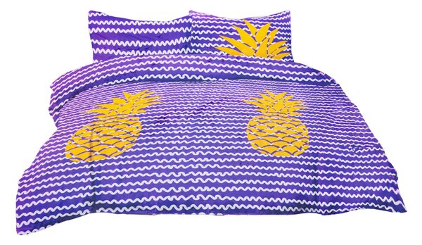 Povlečení z mikrovlákna PINEAPPLE fialové Rozměr povlečení: 2 ks 80 x 80 cm | 200 x 220 cm