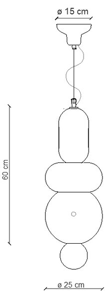 Ferroluce Závěsné svítidlo BUMBUM, v. 60 cm, 1xE27 Barva: Zeleno-tyrkysová