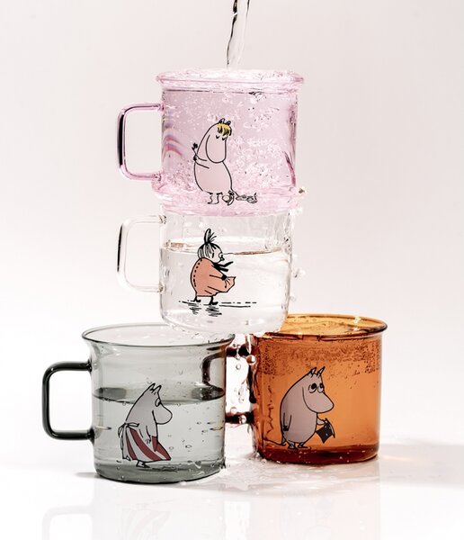 Muurla Skleněný hrnek Snorkmaiden 0,35l, růžový