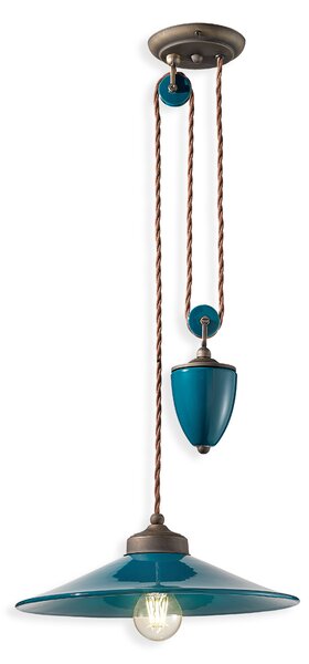 Ferroluce Závěsné retro svítidlo s kladkou COLORS, Ø 35 cm, 1xE27 Barva: Olivová zelená