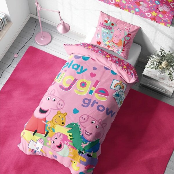 Bavlněné ložní povlečení Prasátko Peppa - motiv Čas na hraní - 100% bavlna - 70x90 cm + 140x200 cm