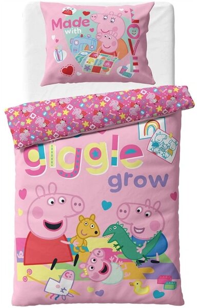 Bavlněné ložní povlečení Prasátko Peppa - motiv Čas na hraní - 100% bavlna - 70x90 cm + 140x200 cm