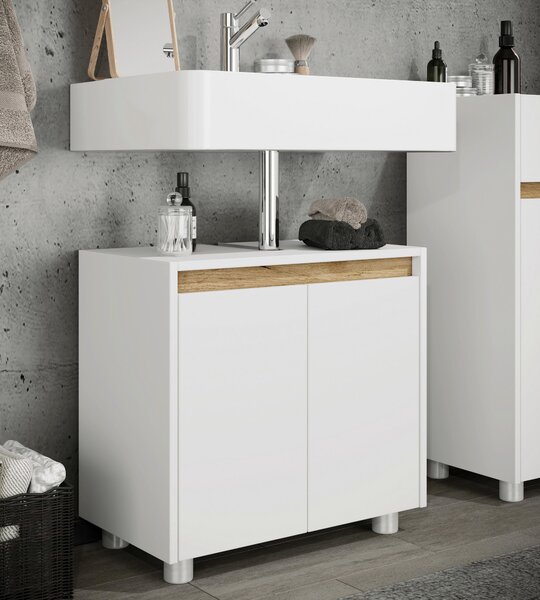 SKŘÍŇKA POD UMYVADLO, bílá, medový dub, bílá, 57/55/33 cm MID.YOU - Koupelnové série, Online Only