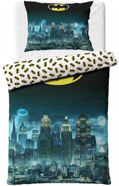 Bavlněné ložní povlečení Batman - motiv Noční Gotham - 100% bavlna - 70x90 cm + 140x200 cm