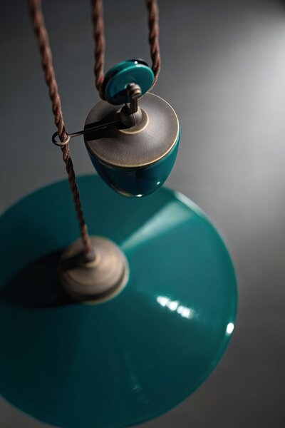 Ferroluce Závěsné retro svítidlo s kladkou COLORS, Ø 35 cm, 1xE27 Barva: Olivová zelená