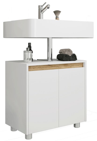 SKŘÍŇKA POD UMYVADLO, bílá, medový dub, bílá, 57/55/33 cm MID.YOU - Koupelnové série, Online Only