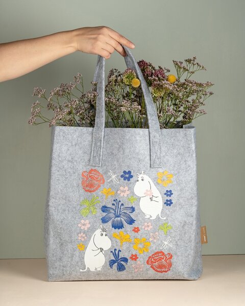 Muurla Taška Moomin Flowers, šedá
