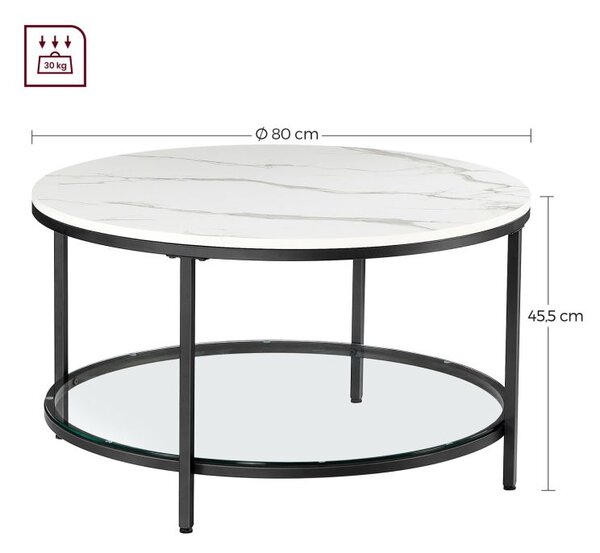 Kulatý konferenční stolek mramorový dekor 80 cm