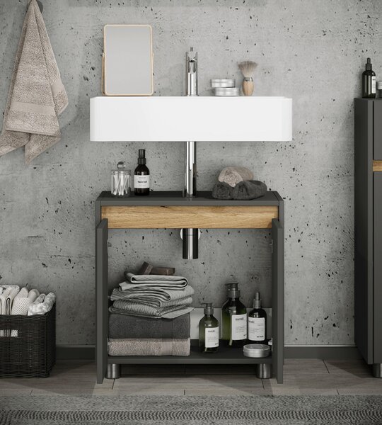 SKŘÍŇKA POD UMYVADLO, antracitová, medový dub, antracitová, 57/55/33 cm MID.YOU - Koupelnové série, Online Only