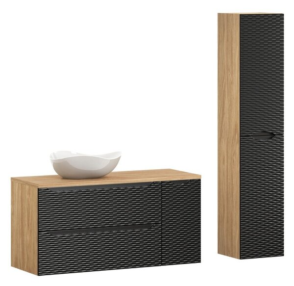Comad Koupelnová sestava Ocean s deskou, umyvadlem a skříňkami 120 cm černá/dub olejovaný