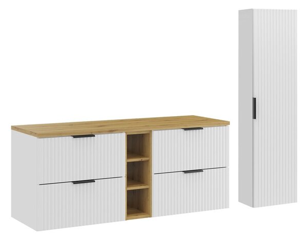 Comad Koupelnová sestava Casad s deskou a skříňkami 140 cm bílá/dub artisan