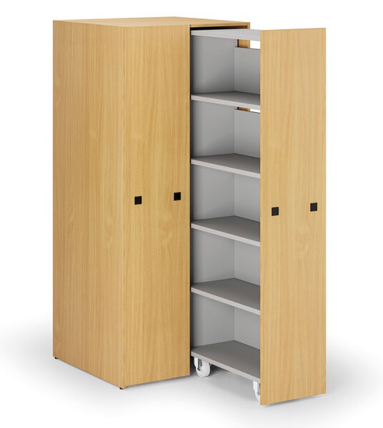 Velkokapacitní skříň s výsuvnými regály, 841 x 846 x 2000 mm, buk