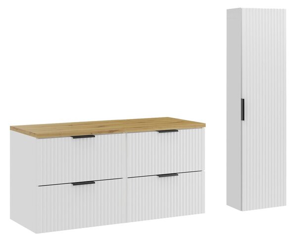 Comad Koupelnová sestava Casad s deskou a skříňkami 120 cm bílá/dub artisan