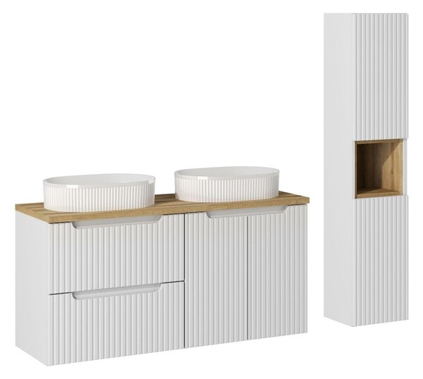 Comad Koupelnová sestava Nova White s deskou, umyvadly a skříňkami 120 cm bílá/dub evoke