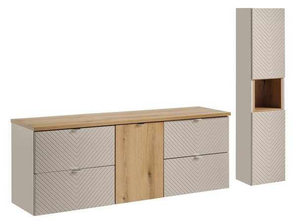 Comad Koupelnová sestava Viva Cashmere s deskou a skříňkami 160 cm kašmírová/dub coast evoke