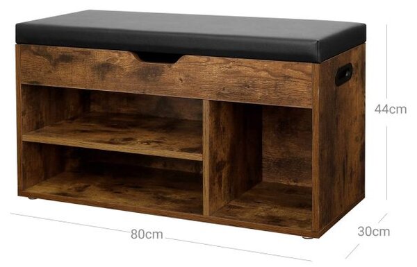 Botník s lavicí hnědý 80×30×44 cm