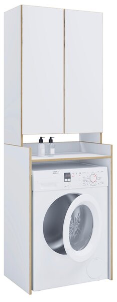 REGÁL NAD PRAČKU, bílá, medový dub, 67/200/48 cm MID.YOU - Koupelnové série, Online Only